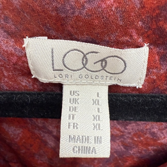 LOGO by Lori Goldstein Stretch Woven Button Front Blouse Abstract Mosaic Print - Picture 7 of 9